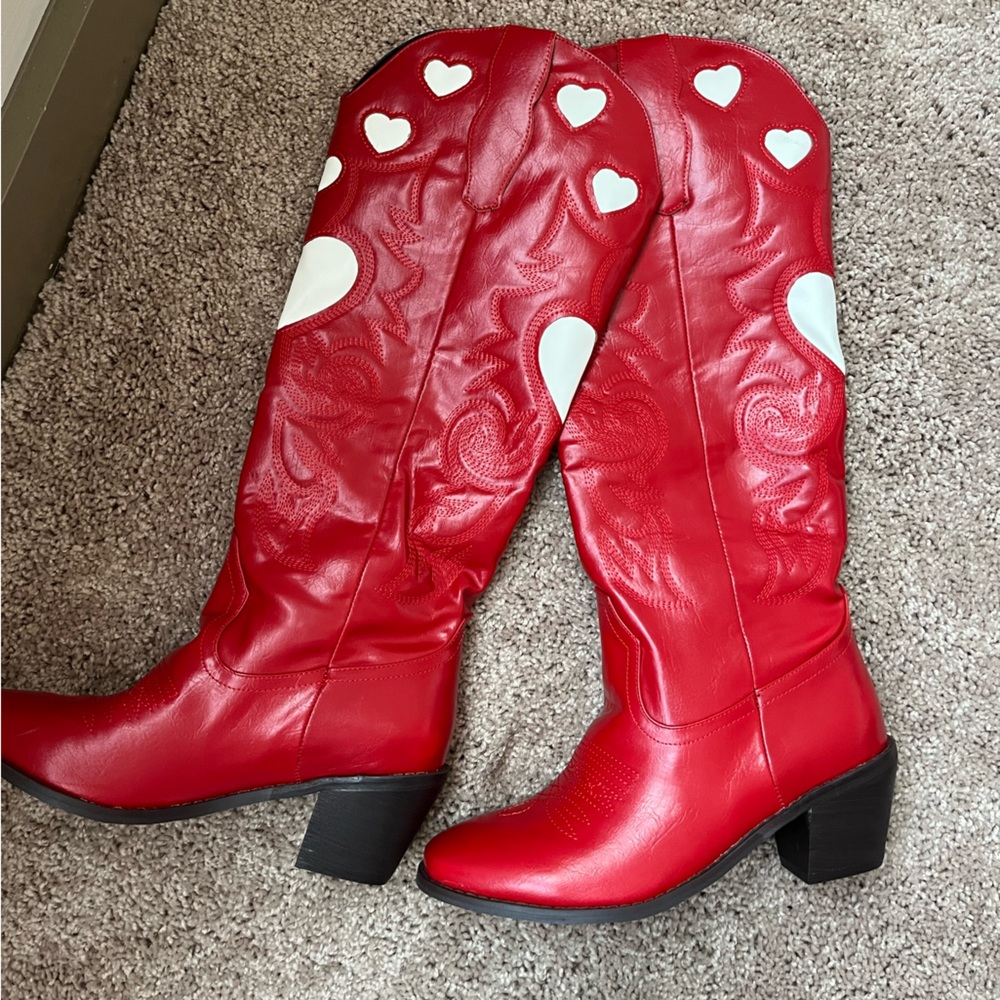 Womens Red and White Cowgirl Boots